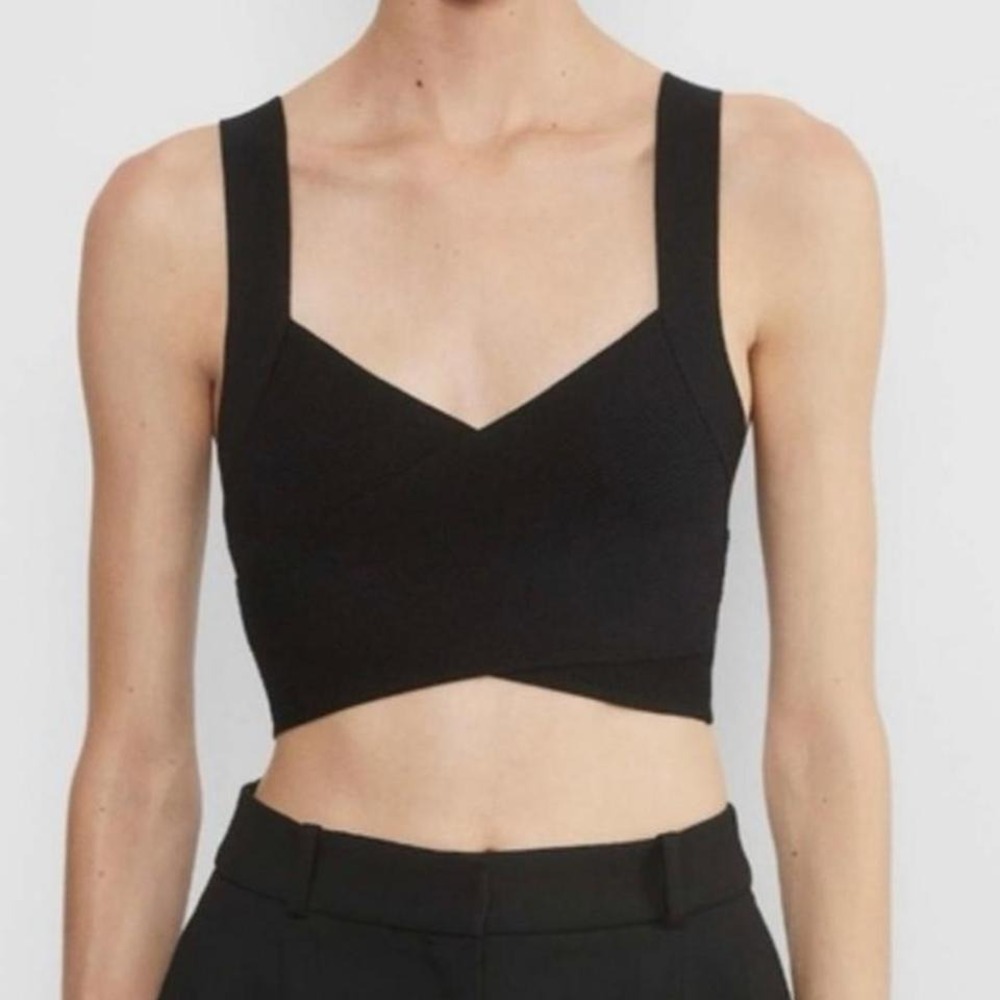 Aritzia‎ Babaton Sculpt Knit Greek Tank Top Black XS Minimalist Quiet Luxury
